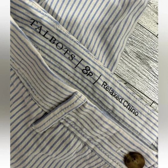 Talbots Relaxed Chino Ankle Length Blue/White stripped pants Sz 8 Petite - Picture 7 of 8